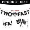 TWO FAST Happy Birthday Banner, Themed Party Supplies Decorations Checkered Flags Black and White Racing Banner Let't Go Racing Checkered Flag Party Race Car Birthday Party Decorations