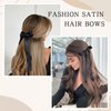 8PCS Silky Satin Hair Bows Hair Ribbon Hair Clips for Women Girls, Black Bow for Hair Long Ribbon Bow Hair Clips Bowknot Hair Accessories for Women Birthday Gifts