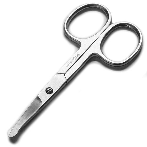 Effenfine Hair Scissors for Trimming - Safely Trim Nose Ears Eyebrows Mustaches and Beards, German Stainless Steel Scissors with Safety Tips