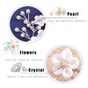 Fstrend Bridal Wedding Hair Pins Silver Sparkly Rhinestones Pearls Flower Hair Pin Bride Hairpieces Gorgeous Hair Accessories for Women and Girls(Pack of 2) (Silver)