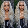 SXFYINONH Platinum Blonde Body Wave Lace Front Wigs Human Hair 13X4 Human Hair Wigs HD Lace Front Breathable Hair Pre Plucked HD Transparent 180% Density 20 Inch