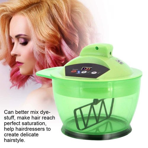 Electric Hair Color Mixer, Hair Color Mixing Bowl Automatic Mixer Dyestuff Blender for Hairs Color Mixing DIY Tools Salon Hair Coloring Bowl with LCD Time Display USB Rechargeable(Green)