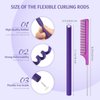 Syhood 30 Pcs 7'' Flexible Curling Rods Twist Foam Hair Rollers Soft Foam No Heat Hair Rods Rollers and 1 Steel Pintail Comb Rat Tail Comb for Women Long Short Hair(Purple,7 x 0.3 Inch)