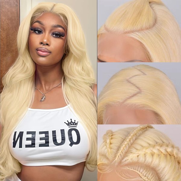 Alielaine 613 13x6 Lace Front Wig Human Hair Transparent Lace 24 Inch Body Wave Blonde Lace Front Wigs Human Hair 613 HD Lace Frontal Wig 200% Density Blonde Wig (24 Inch, 613 13x6 Body Wave Wigs)