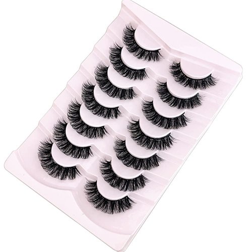 Eyelashes Russian Strip Lashes Natural Look Eye Lashes False Lashes Wispy D Curly Fluffy 3D Effect Cat Eye Soft Fake Eye Lashes Pack 7 Pairs (Z3)