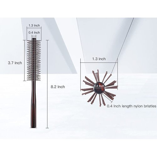 Small Round Brush for Short Hair, 1.3 Inch Mini Quiff Roller circular comb with soft Nylon Bristle for Men and Women, for Styling, Lifting, Volume, Curling Thin Hair, Bangs, Beard