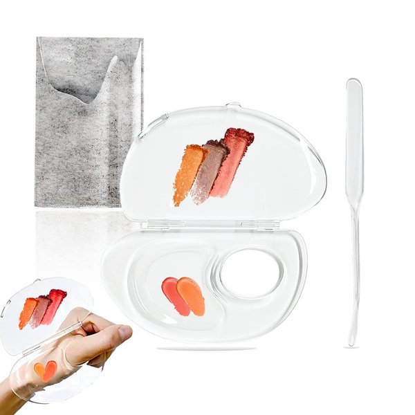 Penugo 180 Degree Folding Acrylic Makeup Mixing Palette, Plastic Foundation Makeup Facial Palette with Felt Bag, Transparent Spatula Tool for Eyeshadow Liquid Foundation Cosmetic Pigment Mixing