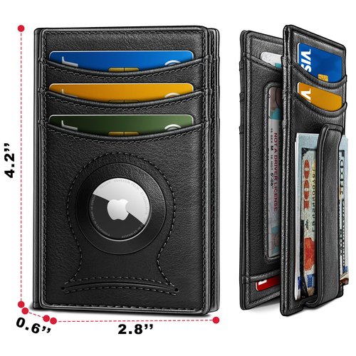 KEMISANT Men Wallet Airtag&Standard Use, Slim Wallet Money Clip Credit Card Holder for Gift Men 10 Cards Magnegic Closure