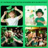 10 Sheets St. Patrick's Day Temporary Luminous Tattoos, 180 Pcs Clover Shamrock Tattoos Stickers Irish Parade Day Face Body Decorations Party Favors Supplies for Kids Boys Girls