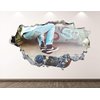 Skater Wall Decal Art Decor 3D Smashed Sport Skateboard Sticker Mural Kids Room Custom Gift BL109 (42"W x 24"H)