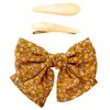 BOW BARRETTE AND ALLIGATOR CLIP 3 SET (FLORAL GOLD)