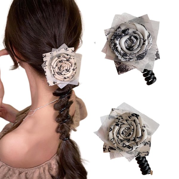 Traceless Spiral Hair Ties Ponytail Braids Fixed Elasticity Hair Rope Flower Telephone Wire Elastic Hair Bands Women Hair Ties Accessories