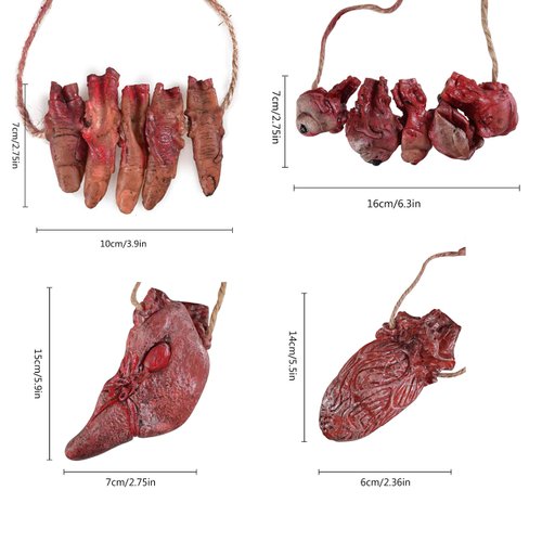 Halloween Blood Props Fake Scary Severed Hand Broken Body Parts Fake Hand,Fake Foot,Fake Eyes,Fake Fingers For Halloween Party Decorations Supplies(6PCS)