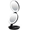 VrHere MirriM LED Lighted Travel Makeup Magnifying Mirror,Magnifies 10x and 1x, Luxury Double Side and Folding Pocket Vanity/Cosmetic Mirror (black)