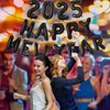Black Happy New Year 2025 Balloons, 16 Inch 2025 Foil Number Balloons, 2025 New Years Decorations for New Years Eve Party Supplies 2025 New Years Eve Décor