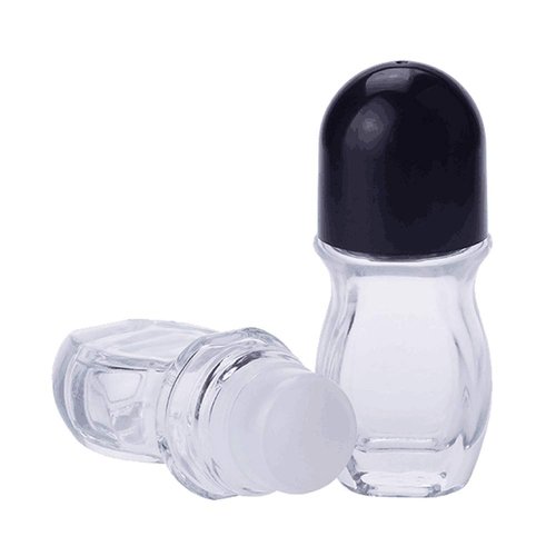 2Pcs 50ml/1.69oz Clear Refillable Glass Roll-On Deodorant Bottles Empty Essential Oils Roller Bottles Containers With Plastic Roller Ball and Black Cap For Deodorant Lip Oil Massage Oil Aromatherapy