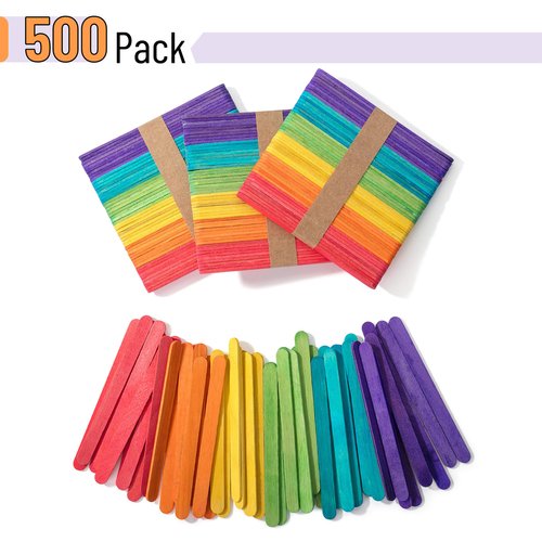 Mr. Pen- Colored Popsicle Sticks, 500Pack, 4.5 Inch, Craft Sticks, Popsicle Sticks for Crafts, Sticks for Crafting, Colorful Popsicle Sticks Bulk, Ice Cream Sticks, Colored Craft Sticks, Wooden Sticks