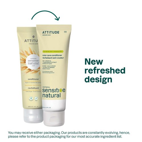 ATTITUDE Color Care Hair Conditioner for Sensitive Dry Scalp, Soothing Oat, Protects Color, Naturally Dervied Ingredients, Dermatologically Tested, Vegan Detangler, 8 Fl Oz