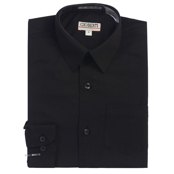 Gioberti Big Boys' Long Sleeve Dress Shirt, Black, 12