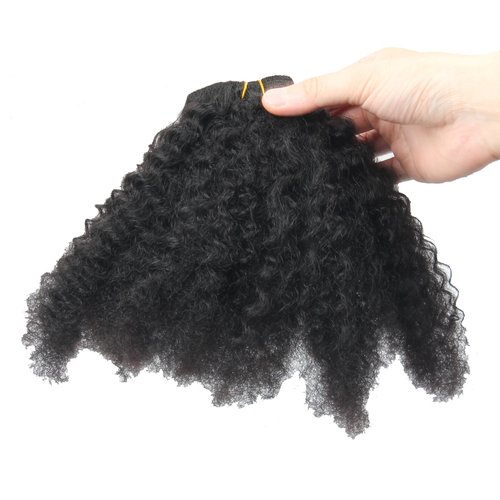 8inch Afro Kinkys Curly Clip in Human Hair Extensions Brazilian Kinky Curly Clip ins Hair Extension Clip on Hair Weft For Black Women Natural Black Color 7pcs 70g/set
