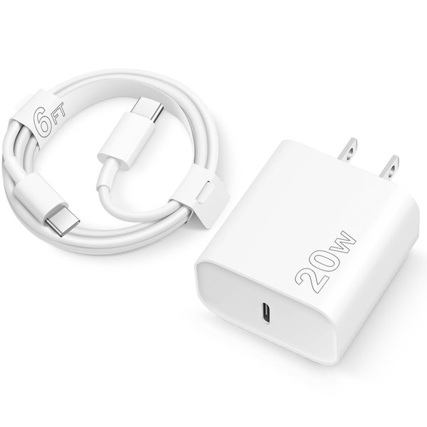 for iPhone 16 15 Charger Fast Charging Type C Charger 20w USB C Charger Block with 1Pack 6FT Type C Cable for iPhone 16/16 Pro/16 Pro Max/iPhone 15/15 Pro/15 Pro Max, iPad Pro, iPad Mini, AirPods