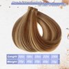 Tape in Golden Brown Hair with Blonde Mixed Real Hair Highlights Human Remy Hair Extensions Silky Straight Seamless Skin Weft 18" 20Pcs/40Grams Invisble Tape on Glue in Extensions