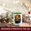Yellow Off-Road Truck Design Ceramic Mug, 11oz Coffee Cup for Car Enthusiasts, Sunset Beach and Palm Tree Theme, Unique Summer Adventure Gift, Reusable Eco-Friendly Mug for Hot Beverages, Tea, Milk