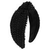 Jaciya Pearl Headband for Girls Wide Knotted Headband for Women Beaded Black Headband Knot Turban Hair Accessories