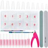 XIFEPFR Clear Coffin Nail Tips, 500PCS Half Cover False Nails Tips, Acrylic Nail Tips, 10 Sizes French Artificial Tips with Nail Glue Clipper Files Cuticle Fork for Nail Extension DIY