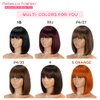 Rebecca Fashion Brown Bob Wig with Bangs Human Hair 10 Inch Light Yaki Straight Short Bob Human Hair Wigs for Black Women Wear and Go Glueless Wig for Daily Wear