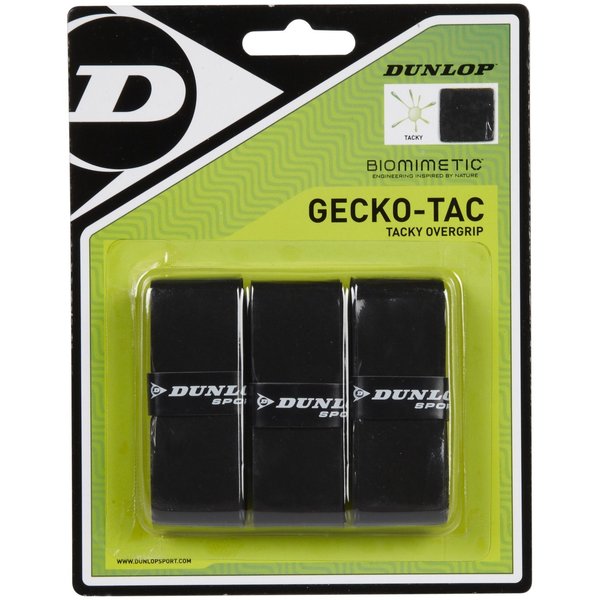 Dunlop Sports Gecko Tac Tennis Overgrip, 3-Pack, Black