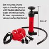 Katzco Liquid Transfer, Siphon Hand Pump - 2 Hoses, 50 x .5 Inches - for Gas, Oil, Air, Chemical Insecticides, and Other Fluids (Plastic, PVC)