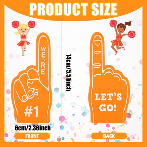 Sinmoe 24 Pcs Sports Fan Foam Finger Mini Foam Fingers Foam Hand Foam Finger 1 for Sports Themed Birthday Party Supplies Sport Events Baseball Basketball Soccer Team Gifts (Orange)