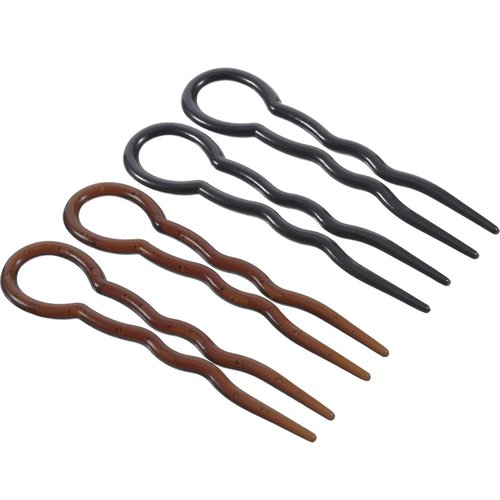 20 Pieces Grip Hair Pins U Shaped Hair Pin French Simple Fast Spiral Hair Braid Twist Styling Clip Pin for Lady Girl Women, Black and Brown