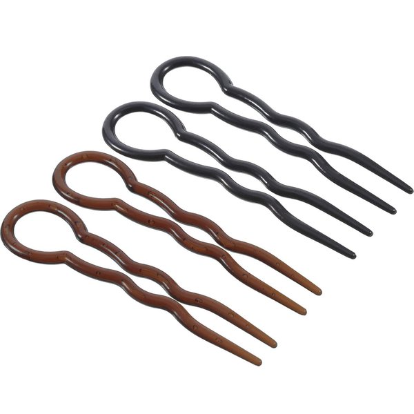 20 Pieces Grip Hair Pins U Shaped Hair Pin French Simple Fast Spiral Hair Braid Twist Styling Clip Pin for Lady Girl Women, Black and Brown