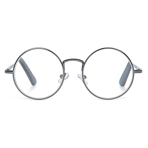 EYE ZOOM Metal Frame Round Reading Glasses with Spring Hinge (Gunmetal, 3.00 Strength)
