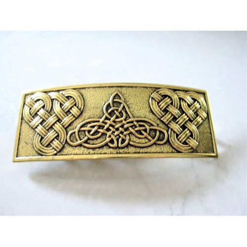 Generic Bronze gold celtic knot metal filigree hair clip barrette