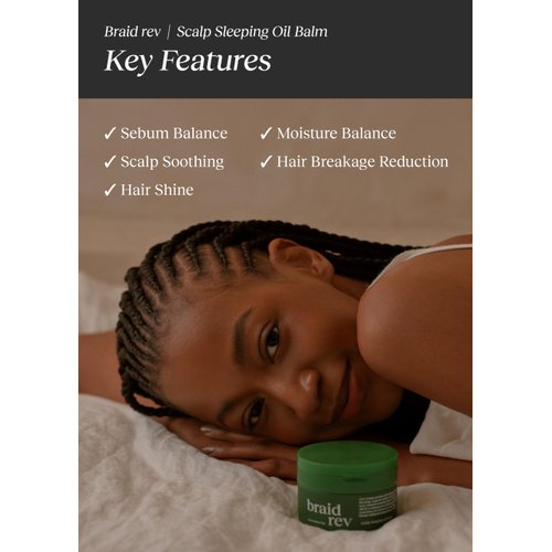 Bephor Braid Rev Scalp Sleeping Oil Balm, Balm-to-Oil Formula, Nourishing for Dry Scalp with Coconut Oil & Shea Butter, Reduces Excess Oil & Strengthens Hair Roots for Less Breakage, 2.65 oz