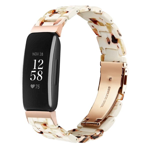 iLVANYA Compatible with Fitbit Inspire 2 /Inspire HR/Inspire bands Women Grils, Stylish Resin Watch Bracelet Replacement Bands for Adjustable Wristband for Fitbit Inspire Accssorises (Nougat White)
