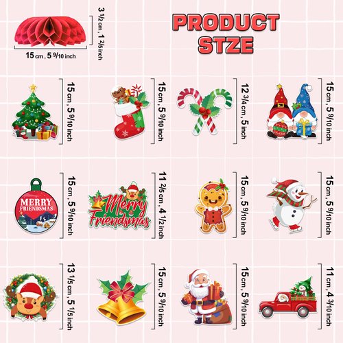 12 Pcs Friendsmas Christmas Party Decorations Honeycomb Centerpieces, Friendsmas Party Decorations Table Centerpieces, Friends Christmas Party Table Decorations, Merry Friendsmas Decorations