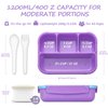 Sunhanny Bento Lunch Box for Kids - 4 Compartments, Sauce Container, Utensils, Food Picks and Muffin Cups, Purple Unicorn