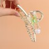 Pokinge 2PCS Chinese Style Green Butterfly Tassel Pearl Hair Stick and Hair Claw, Elegant Pearl Hairpin Hair Accessories for Hanfu Cheongsam Headdress