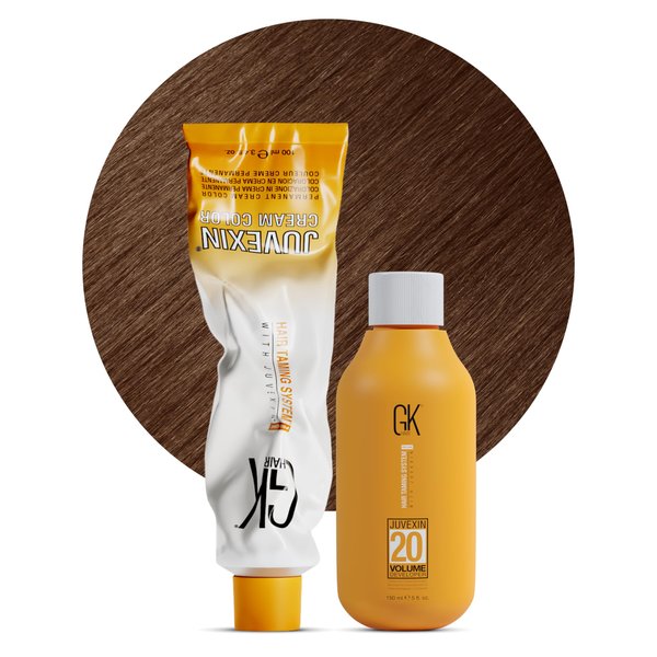 GK HAIR Global Keratin Goldens 7.3 Blonde Hair Color Cream Tube (3.4 Fl Oz/100ml) + 20 Volume Developer (5 Fl Oz/150ml) - Professional Permanent Long Lasting Toner Dye