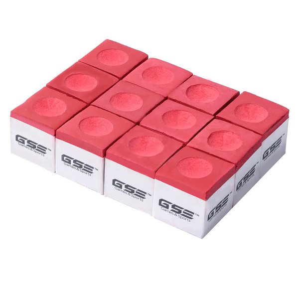 GSE Games & Sports Expert 12-Pack Billiard/Pool Cue Chalks, Billiard Pool Table Accessories for Home/Tournament Use (Red)