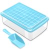ARTLEO Ice Cube Tray with Lid and Bin for Freezer, Easy Release 55 Mini Nugget Ice Tray with Cover, Ice Storage Container, Scoop, Flexible Durable Plastic Ice Mold & Bucket, BPA Free
