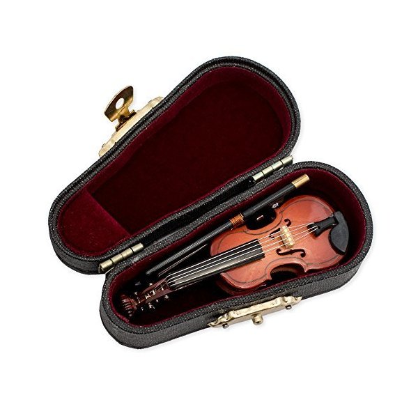 Broadway Gift Co. Miniature Violin Polished Instrument 3 inch Wood Table Top Décor