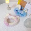 Hofar Rainbow Tie Dye Face Wash Headband Hairband with Two Ears Cartoon Cute Creative Hair Accessories