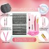 DIY Lash Extension Kit Individual Lashes Kit for Beginner at Home with 280 PCS 9-16mm Length 30D+40D Curl Lash Clusters Lash Bond and Seal Glue Remover Tweezers Lash Applicator Tool