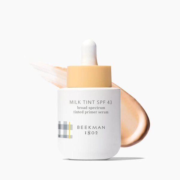 Beekman 1802 Milk Tint Face Primer with SPF 43, Medium - Oxybenzone Free - 1 oz - Tinted Mineral SPF, Makeup Primer & Moisturizer - Blends Easily - Good for Sensitive Skin - Cruelty Free