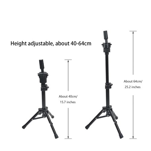 YTBYT Mini Wig Head Stand Tripod Adjustable Mannequin Head Stand Wig Stand for Mannequin Heads Training Heads and Canvas Block Head
